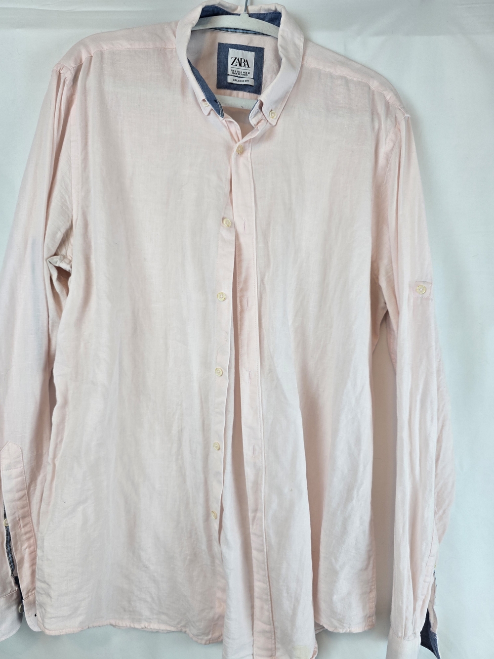 Zara Light Pink Linen Button-Up Shirt